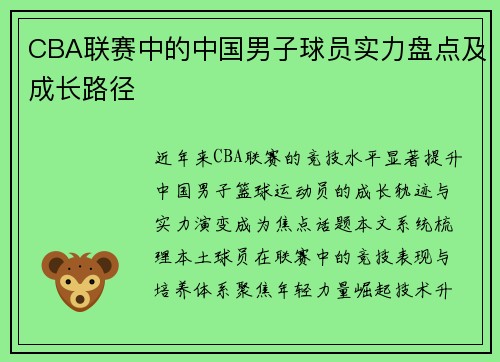 CBA联赛中的中国男子球员实力盘点及成长路径